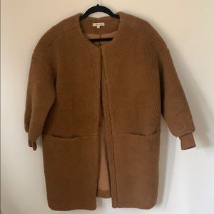 Madewell Sherpa Long Brown Jacket with Clasps